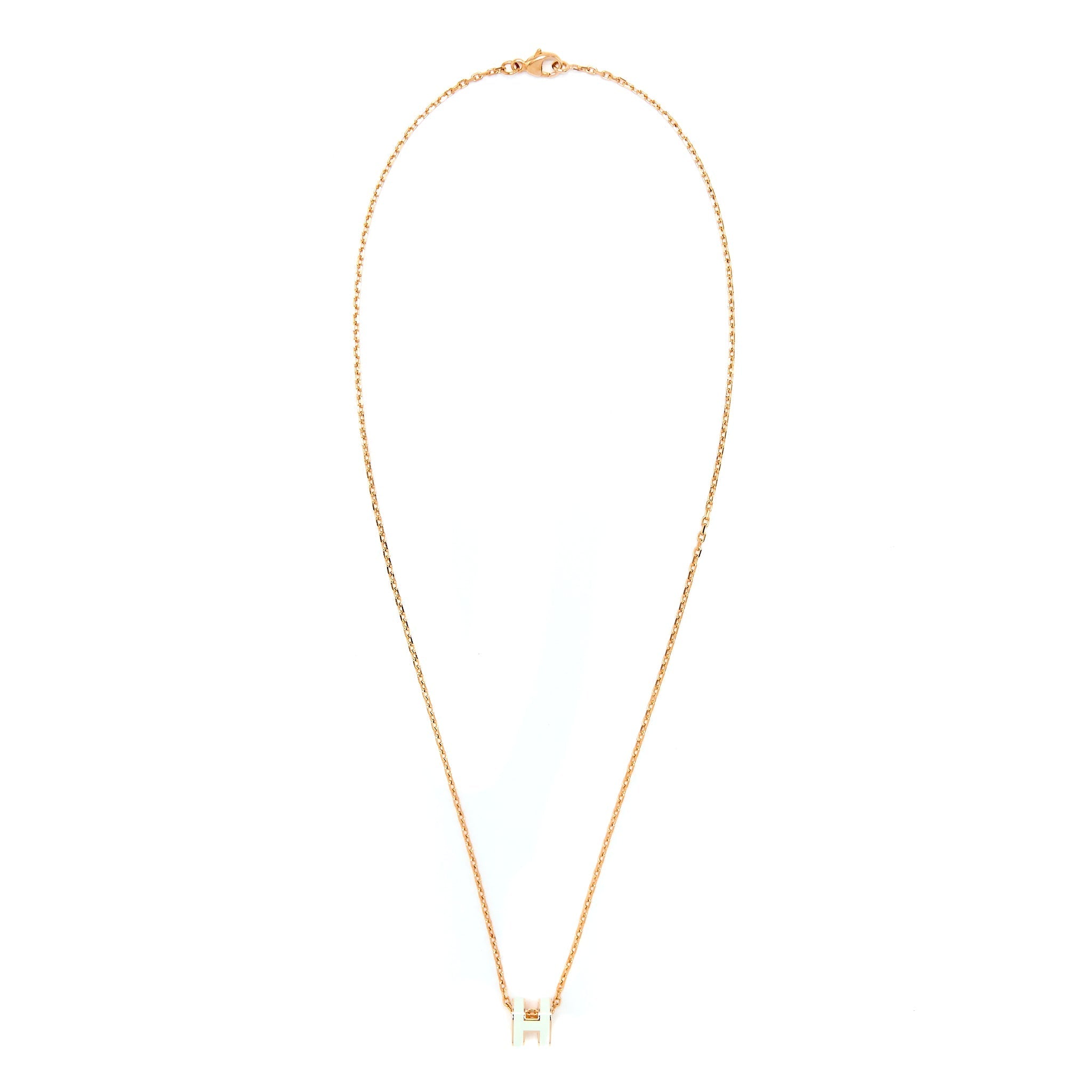 HERMES MINI POP H PENDANT VERT FIZZ ROSE GOLD TONE