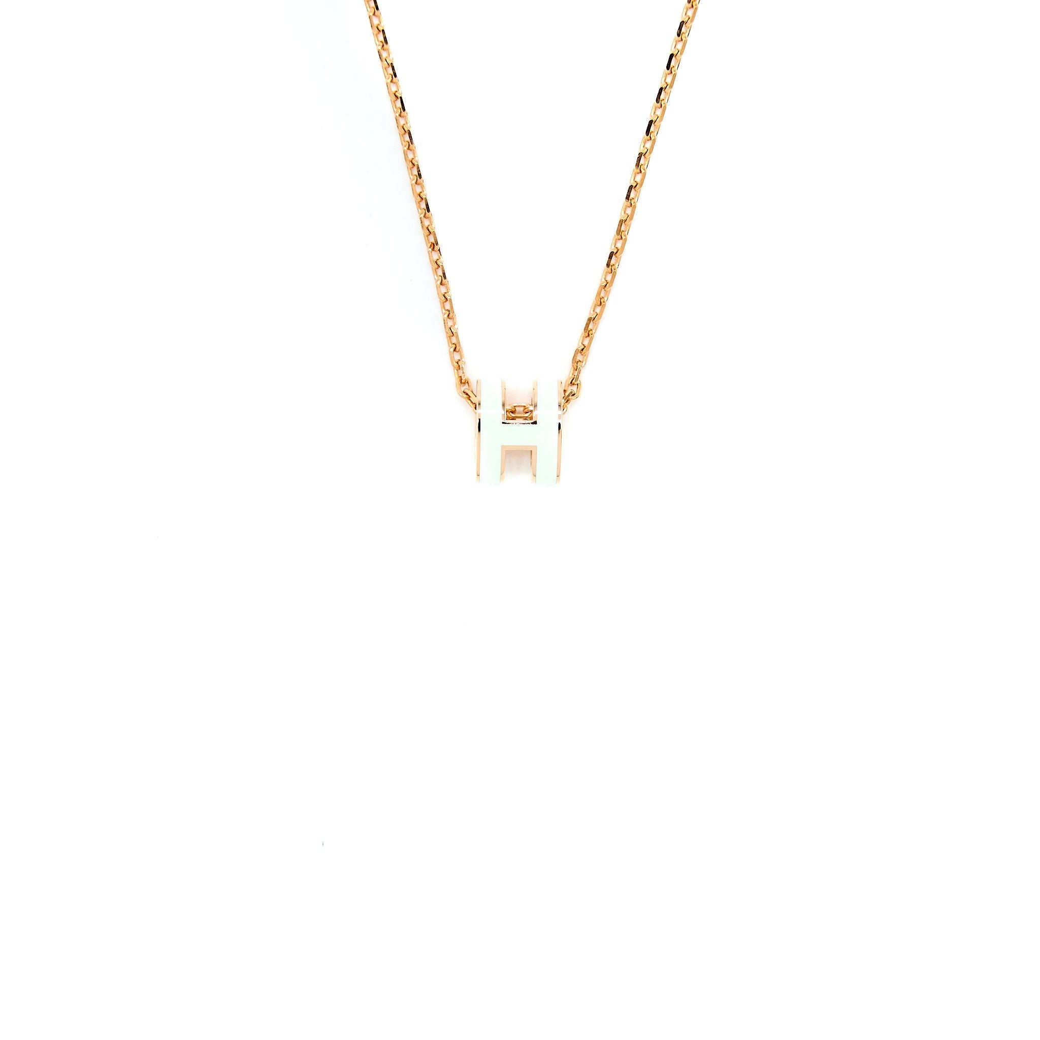 HERMES MINI POP H PENDANT VERT FIZZ ROSE GOLD TONE