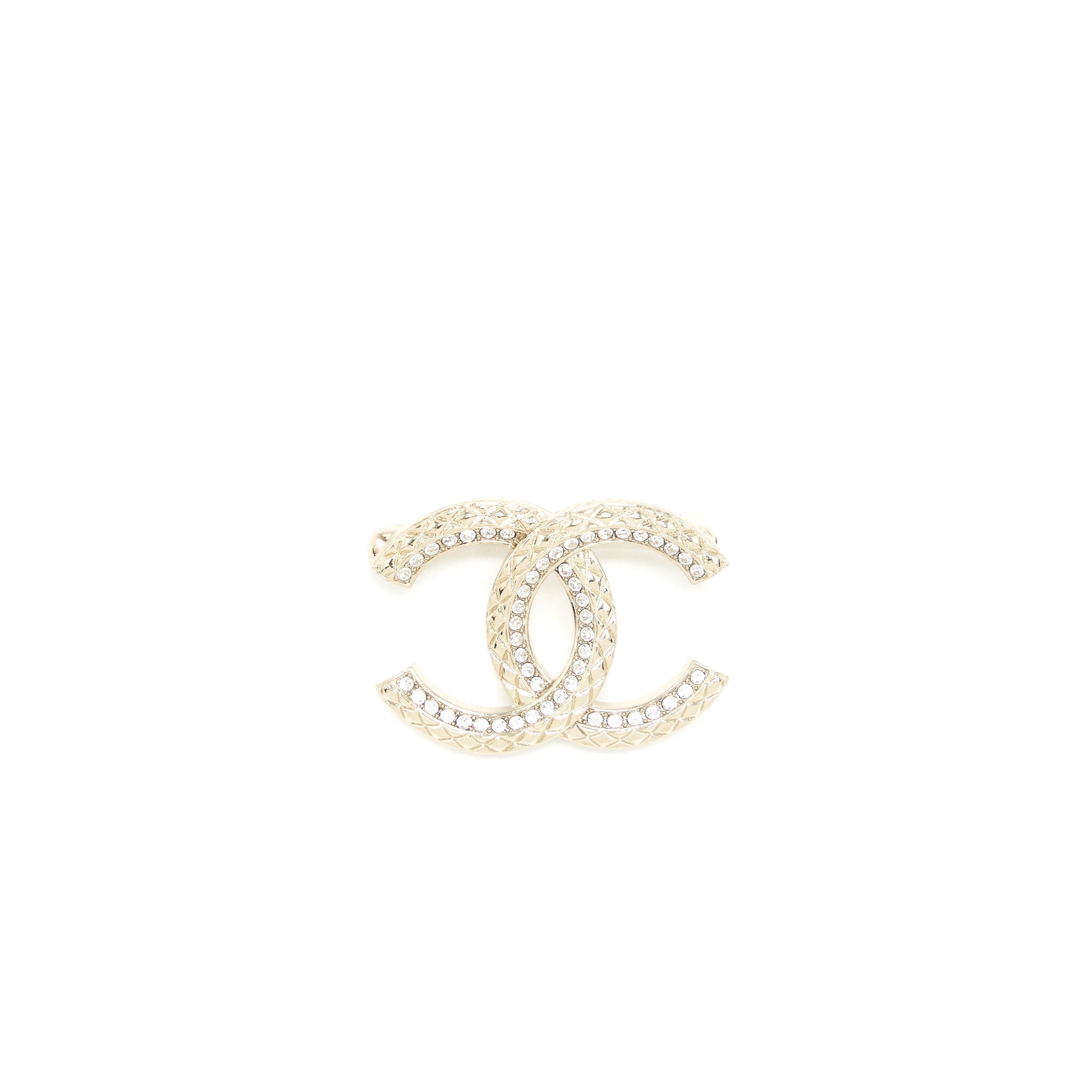 CHANEL SMALL CC LOGO BROOCH LIGHT GOLD TONE