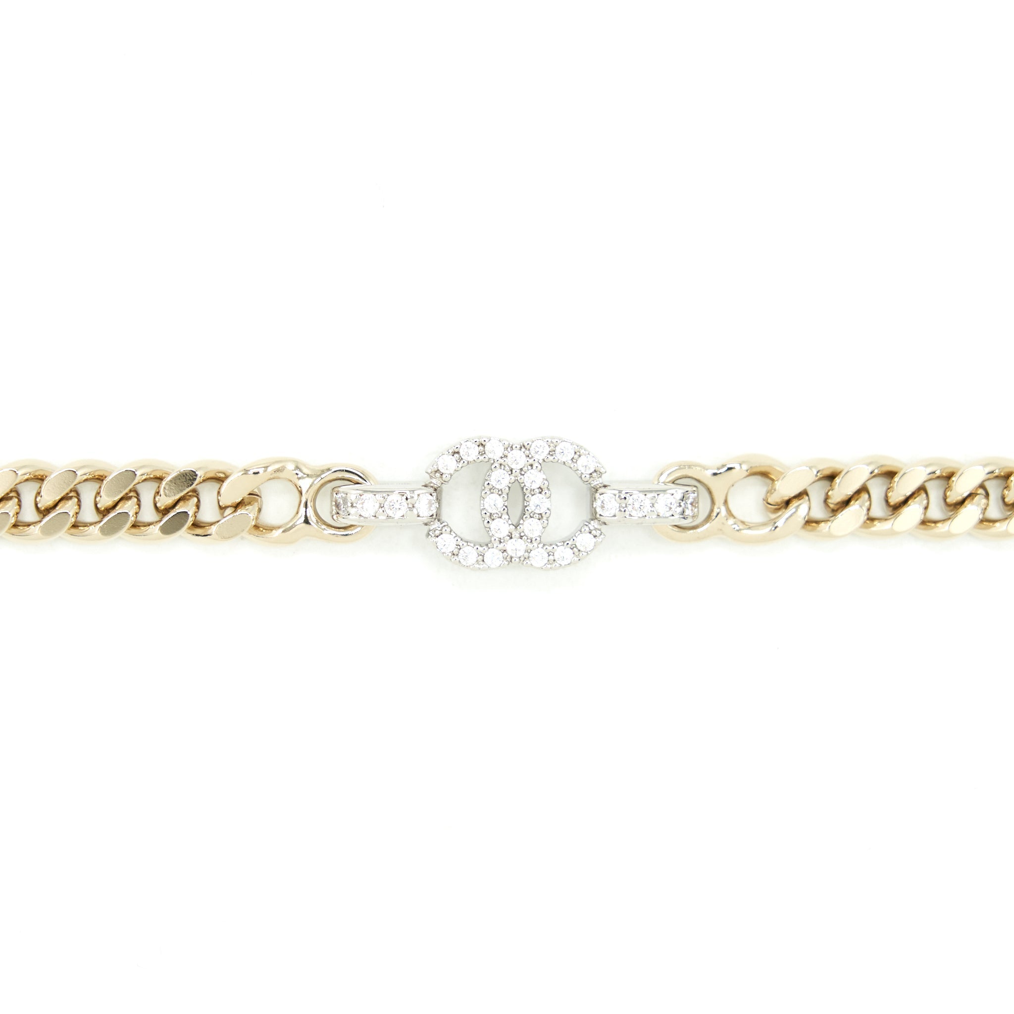 CHANEL CC LOGO CHAIN BRACELET LIGHT GOLD TONE