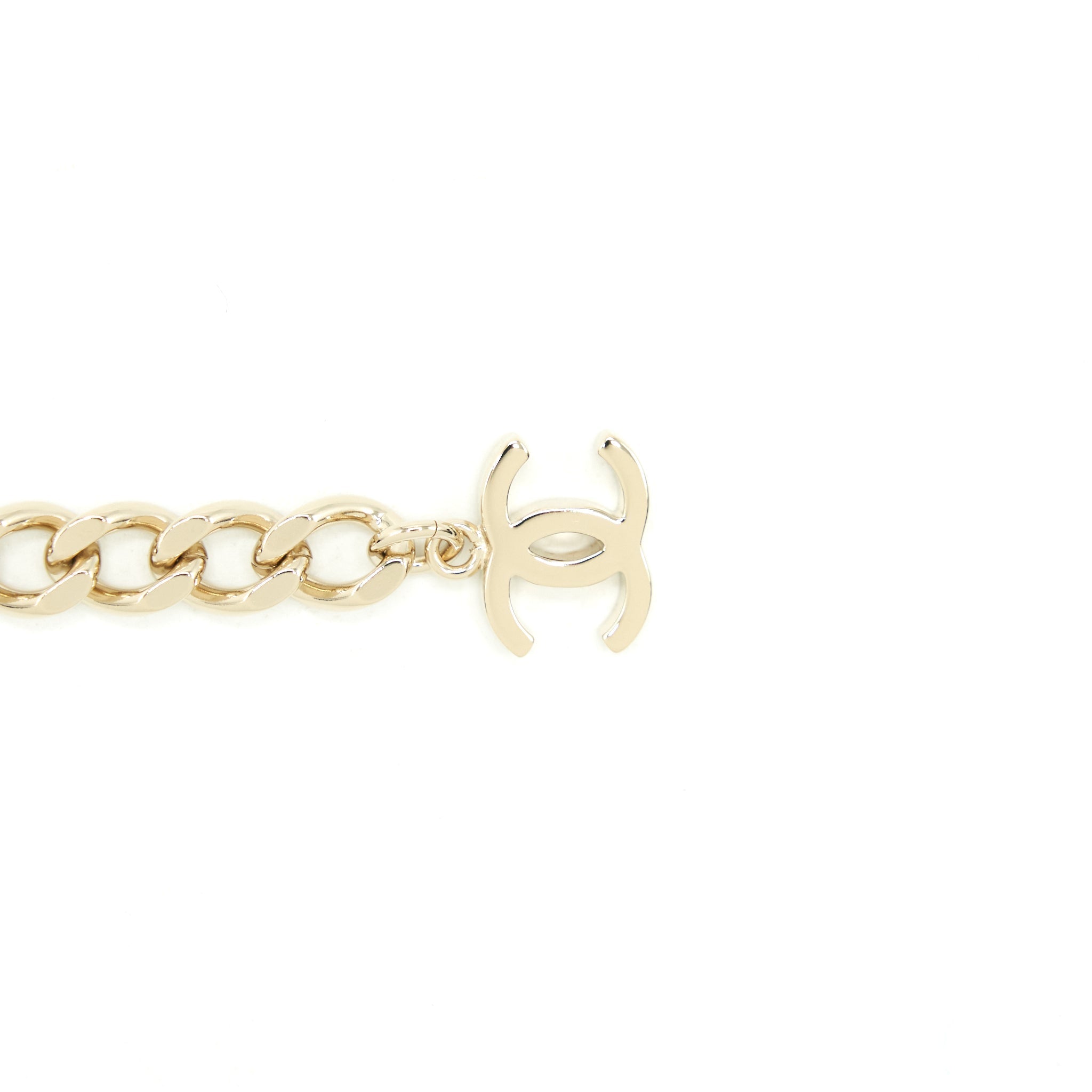 CHANEL CC LOGO CHAIN BRACELET LIGHT GOLD TONE