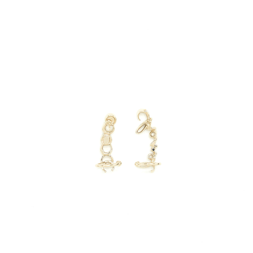 CHANEL COCO CHANEL LETTER EARRINGS LIGHT GOLD TONE