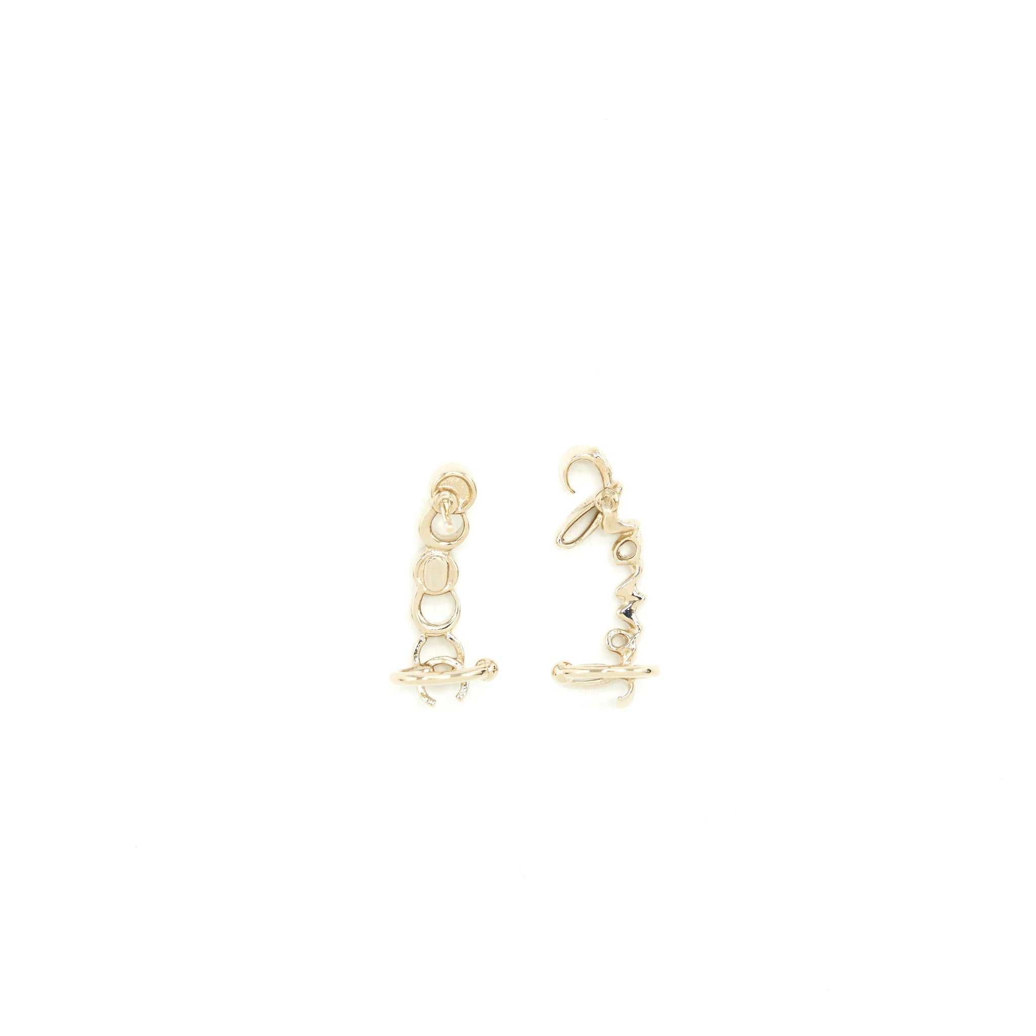 CHANEL COCO CHANEL LETTER EARRINGS LIGHT GOLD TONE