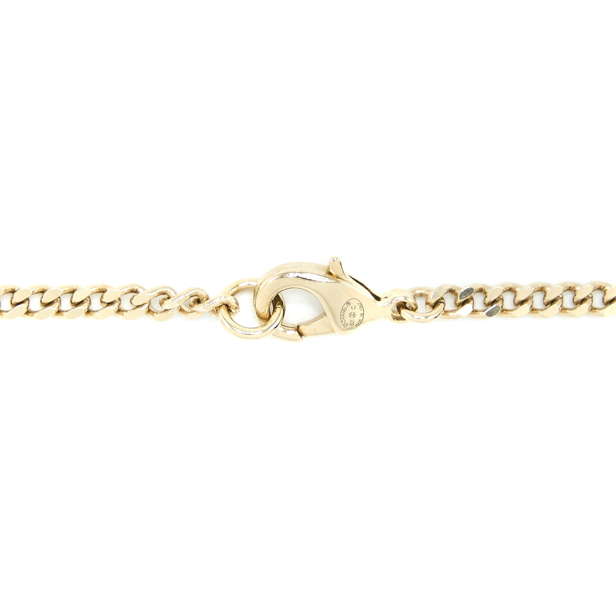 CHANEL SQUARE CC LOGO CRYSTAL PENDANT LIGHT GOLD TONE