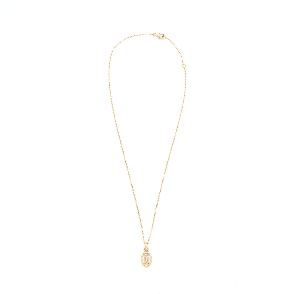 CARTIER LOGO NECKLACE ROSE GOLD WITH PINK SAPPHIRE