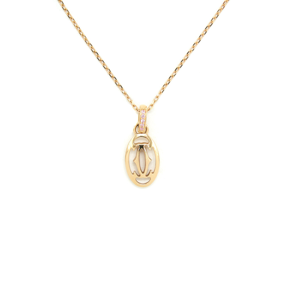 CARTIER LOGO NECKLACE ROSE GOLD WITH PINK SAPPHIRE