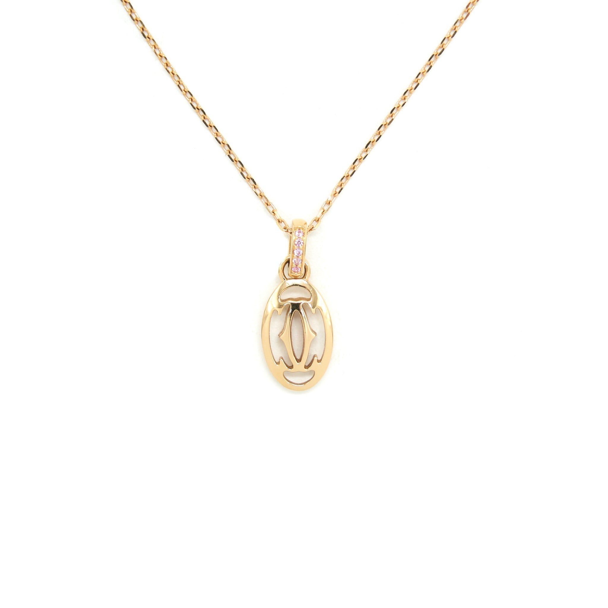 CARTIER LOGO NECKLACE ROSE GOLD WITH PINK SAPPHIRE
