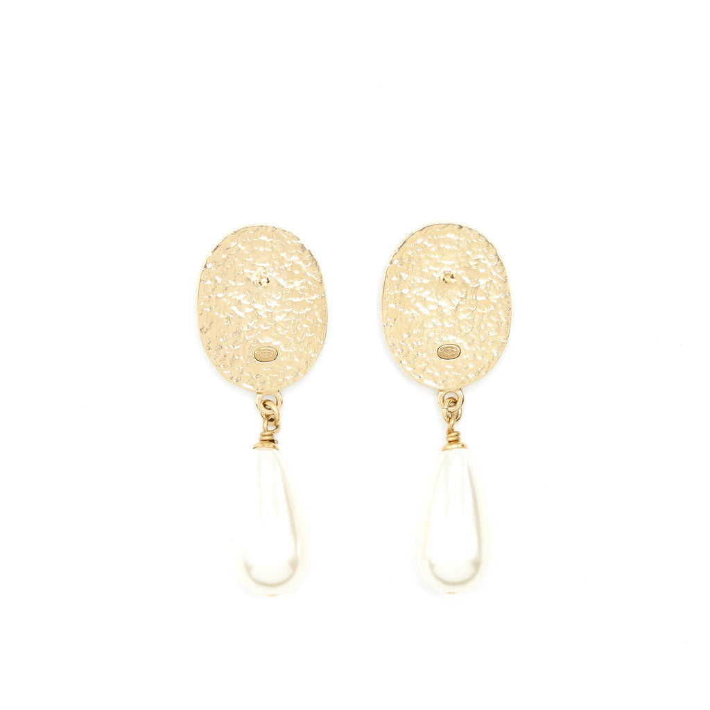 CHANEL PEARL DROP EARRINGS WITH CRYSTALS GHW