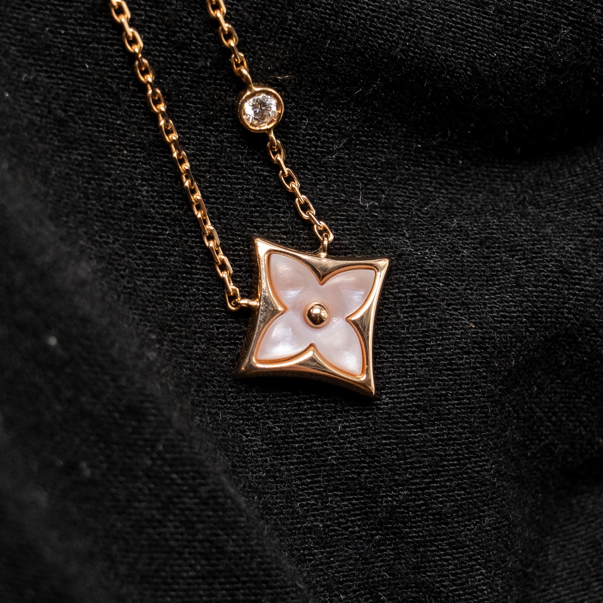 LOUIS VUITTON COLOR BLOSSOM BB STAR PENDANT, ROSE GOLD, PINK MOTHER OF PEARL / DIAMOND