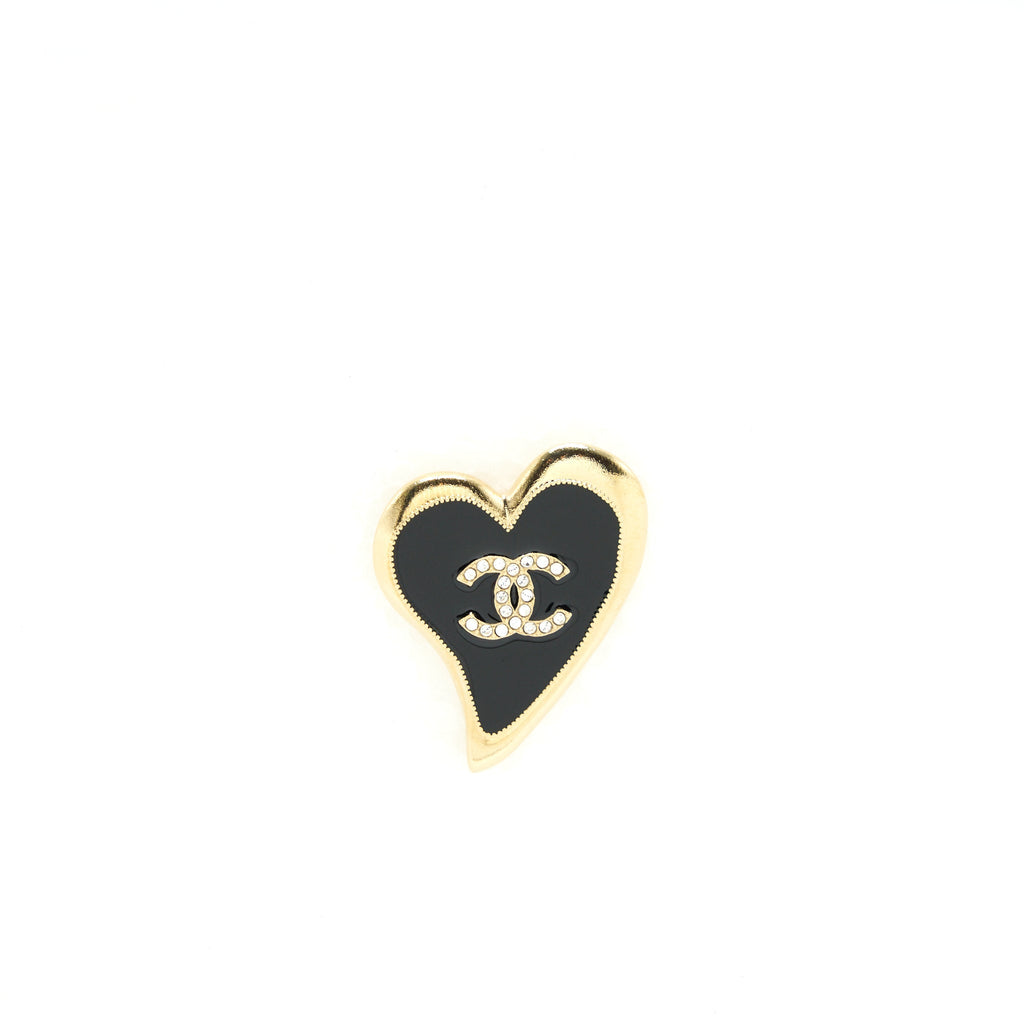 CHANEL HEART BROOCH BLACK GHW