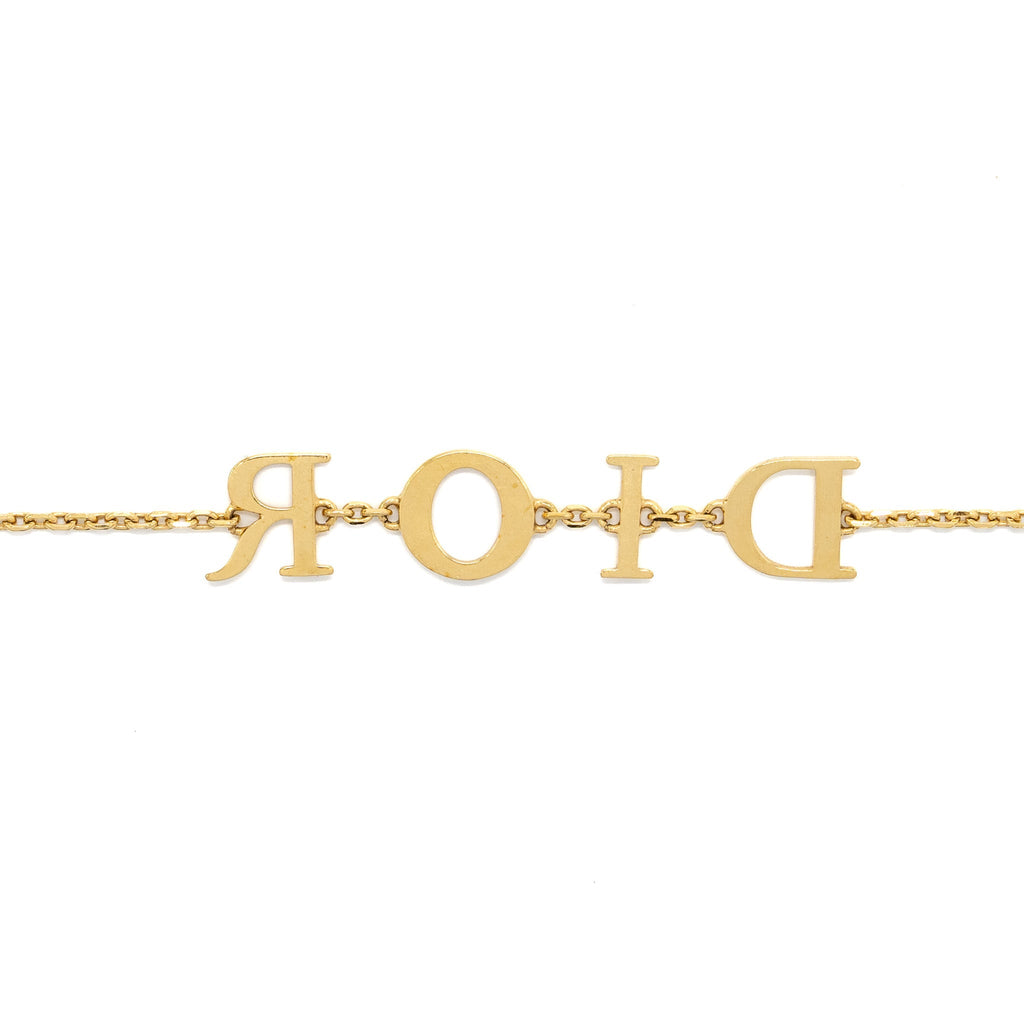 DIOR LETTER BRACELET CRYSTAL GOLD TONE
