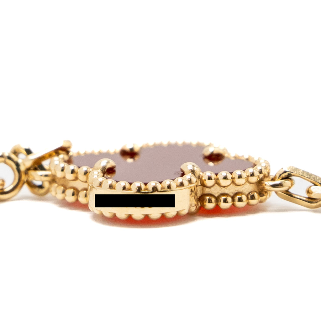 VAN CLEEF & ARPELS VINTAGE ALHAMBRA 5- MOTIF BRACELET CARNELIAN YELLOW GOLD