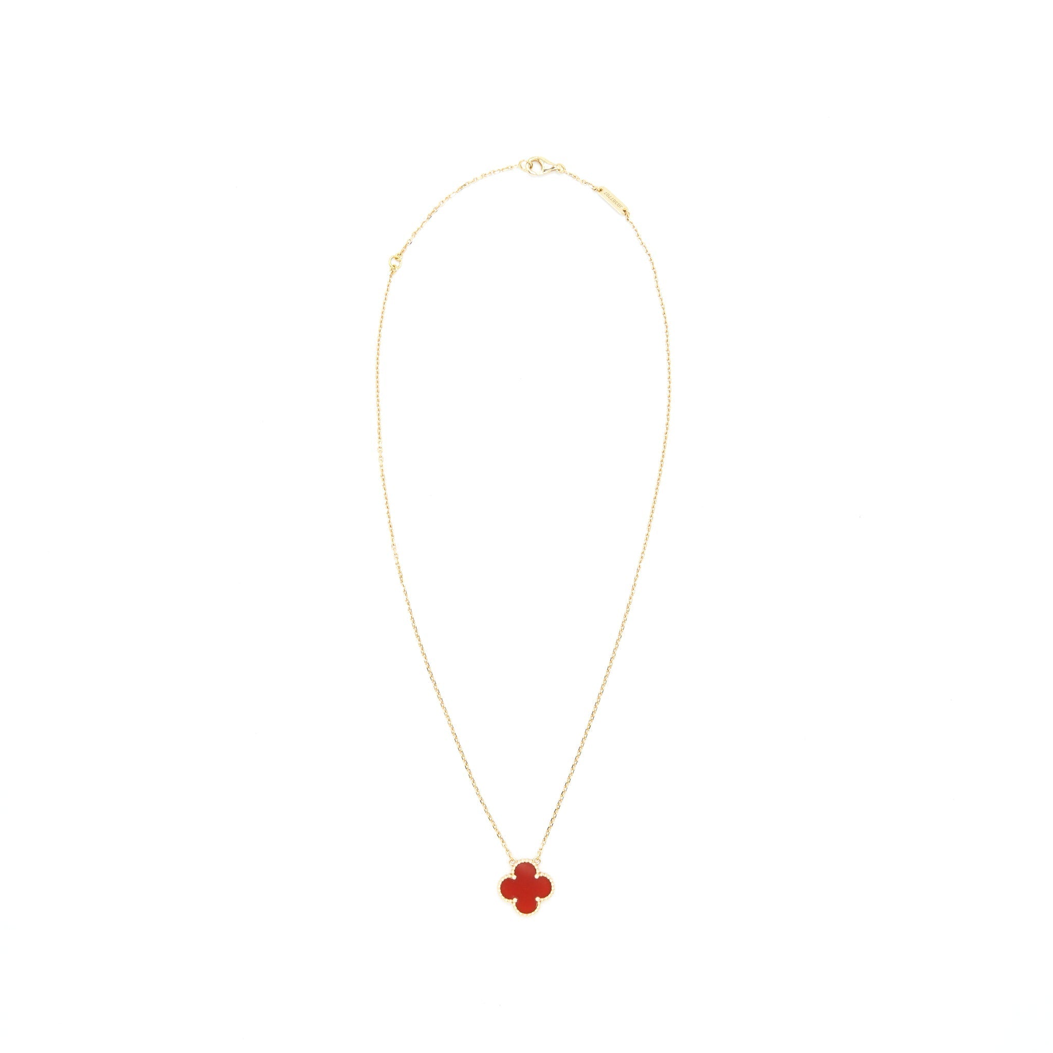 VAN CLEEF & ARPELS VINTAGE ALHAMBRA PENDANT CARNELIAN YELLOW GOLD NECKLACE