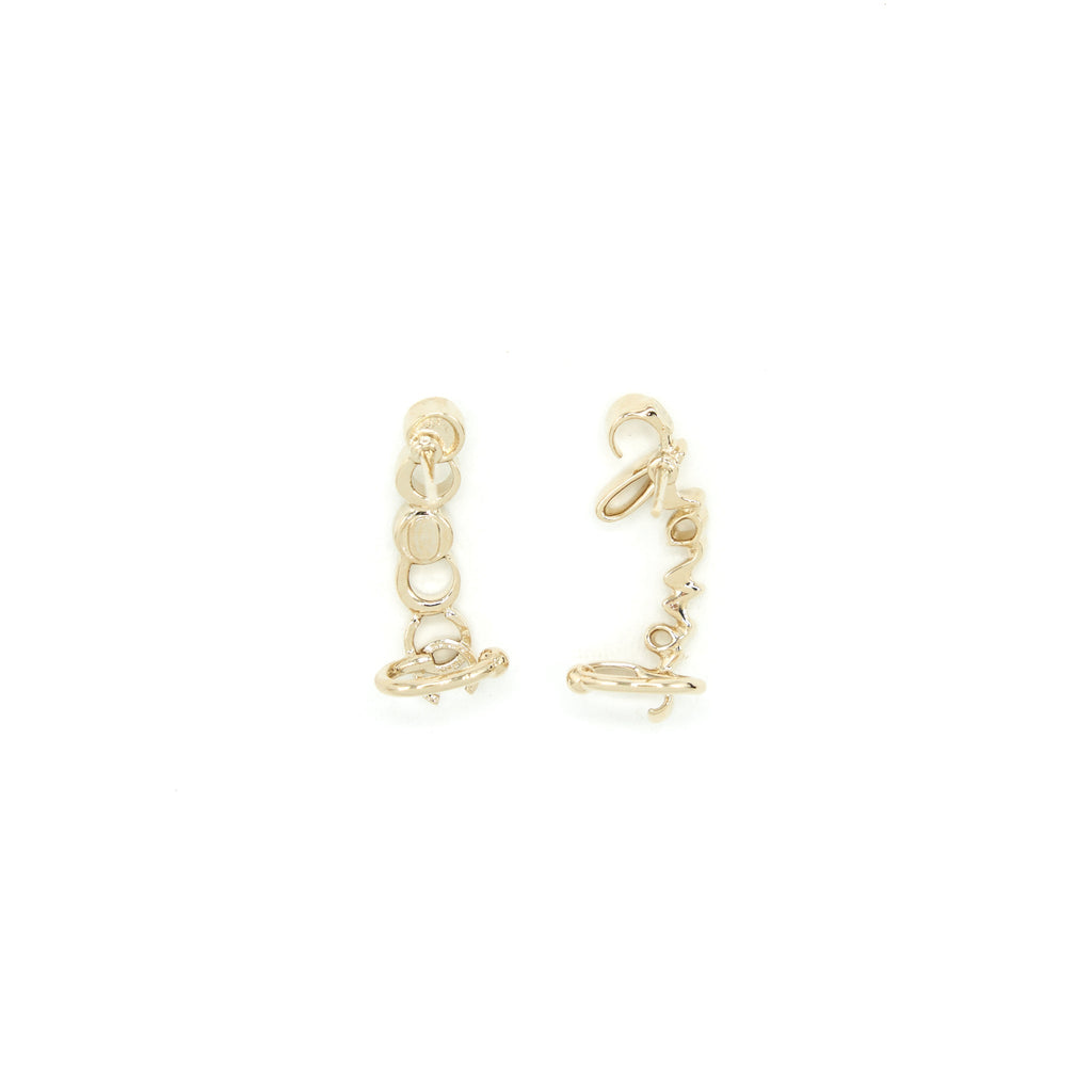 CHANEL LETTER EARRINGS LIGHT GOLD TONE