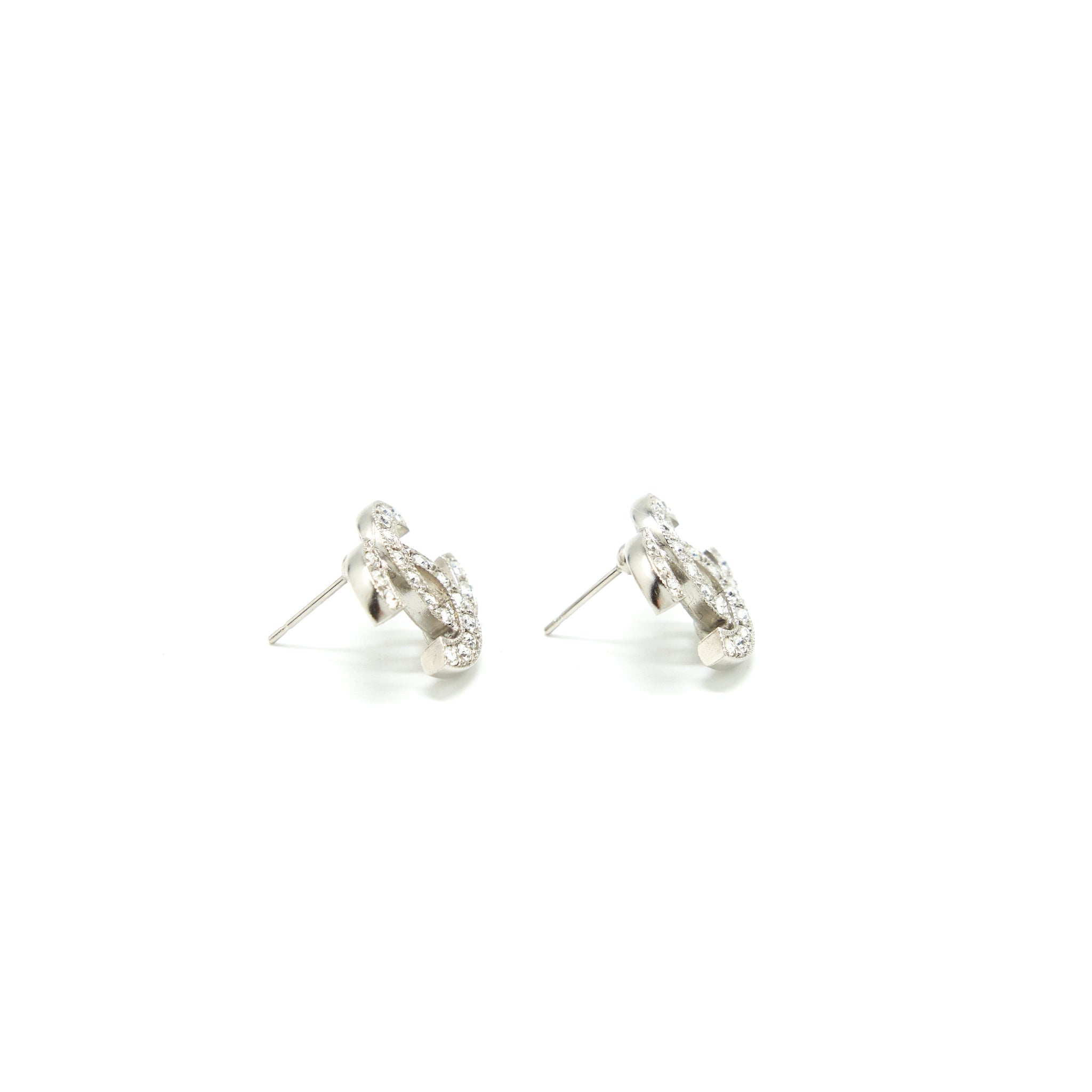 CHANEL CC LOGO CRYSTALS EARRINGS SHW