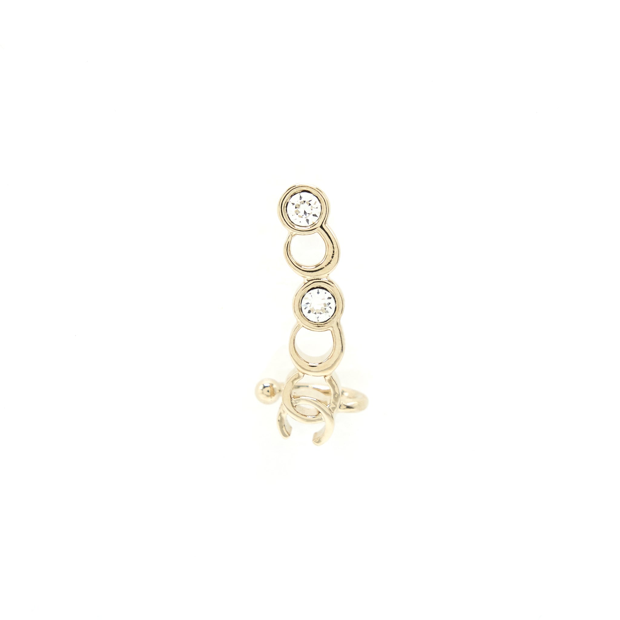 CHANEL LETTER EARRINGS LIGHT GOLD TONE