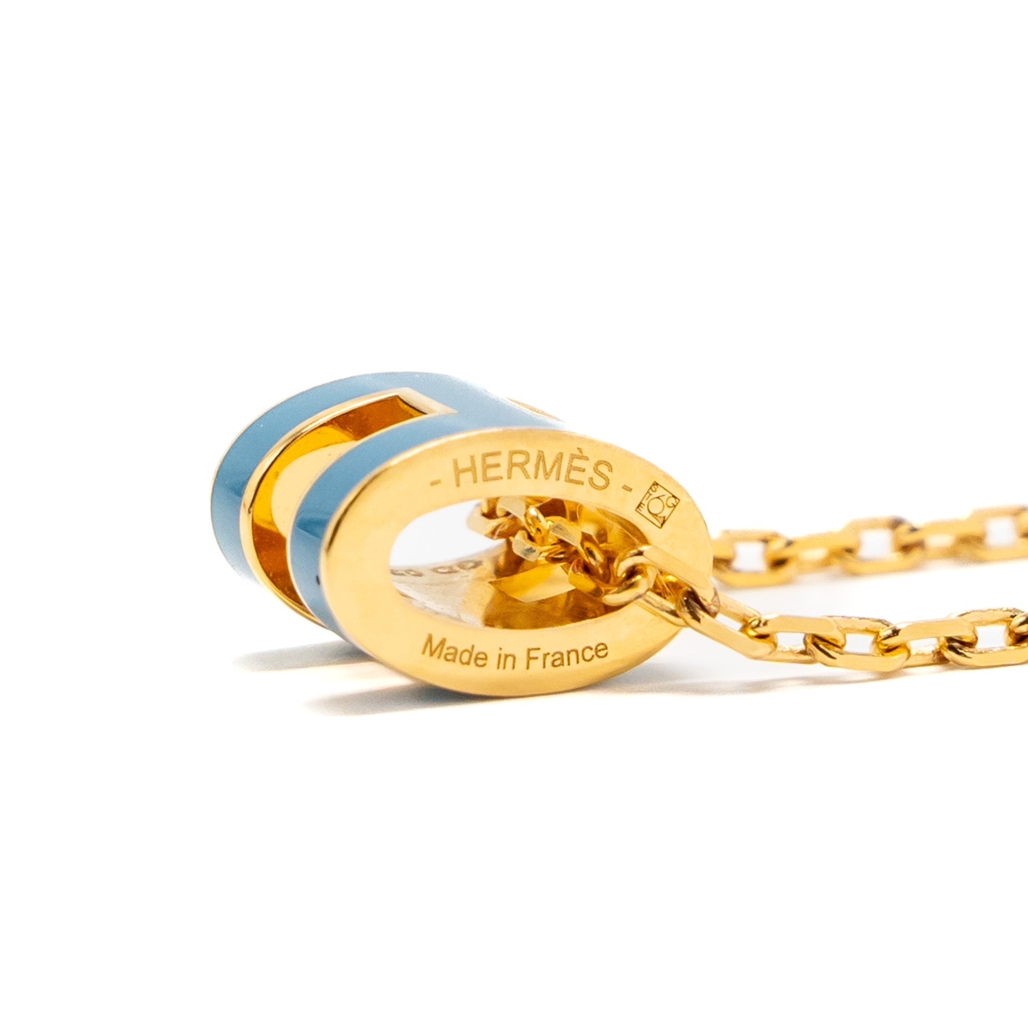 HERMES MINI POP H PENDANT BLUE GHW