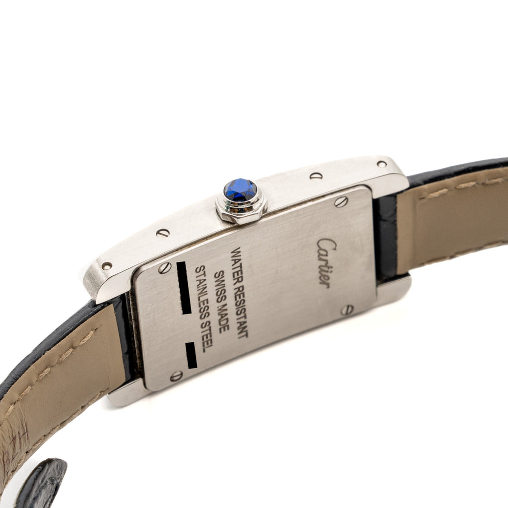 CARTIER TANK AMERICAINE WATCH STEEL CASE WITH ALLIGATOR STRAP MODEL:WSTA0016