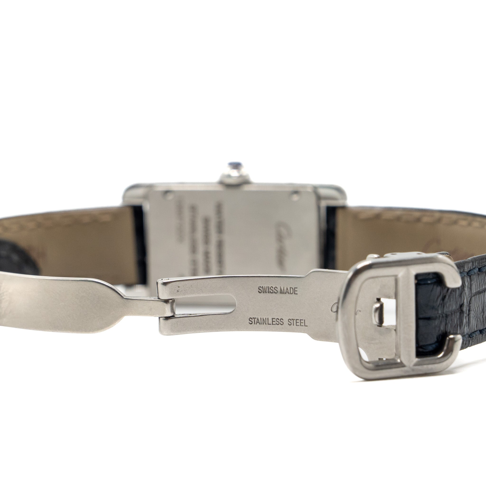 CARTIER TANK AMERICAINE WATCH STEEL CASE WITH ALLIGATOR STRAP MODEL:WSTA0016
