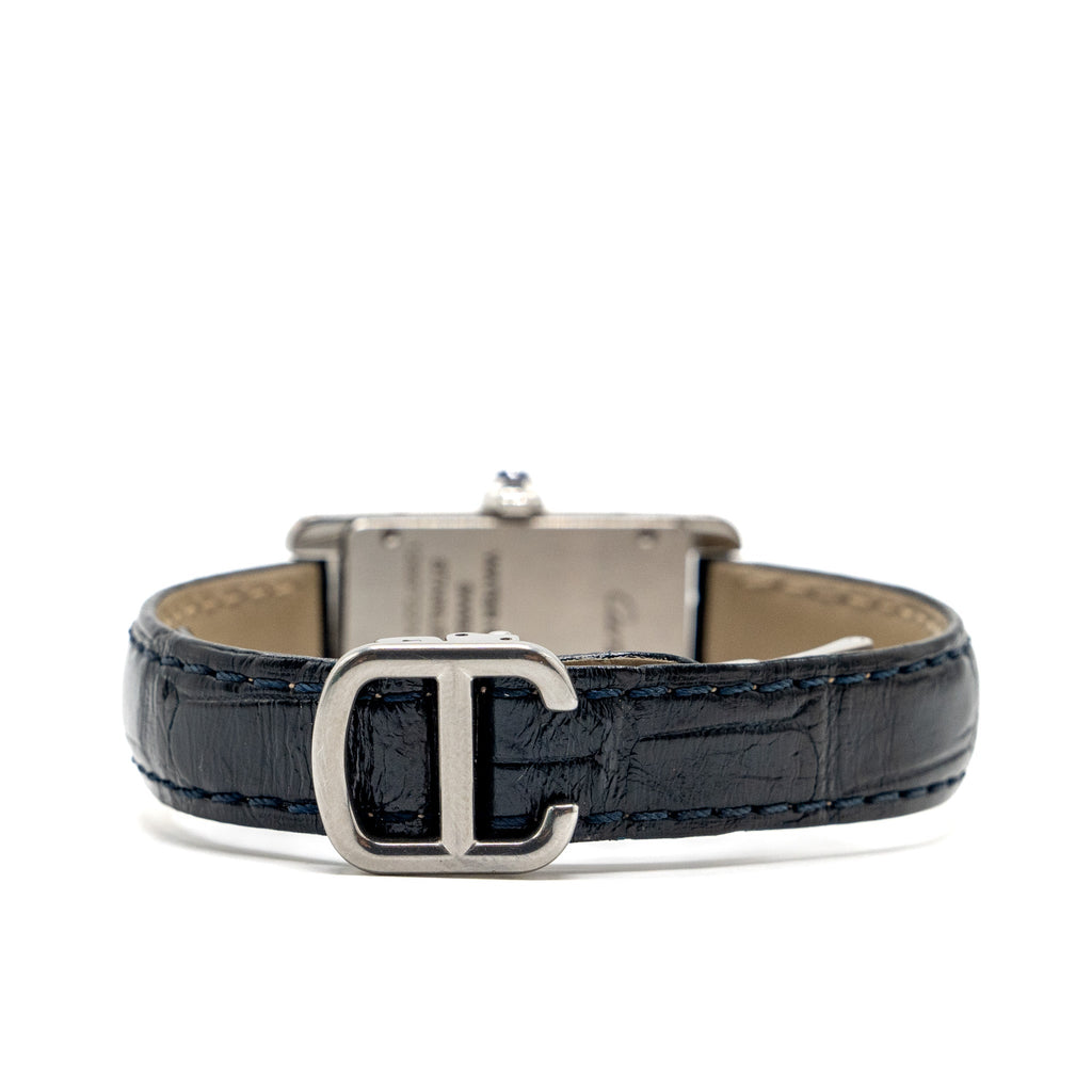 CARTIER TANK AMERICAINE WATCH STEEL CASE WITH ALLIGATOR STRAP MODEL:WSTA0016