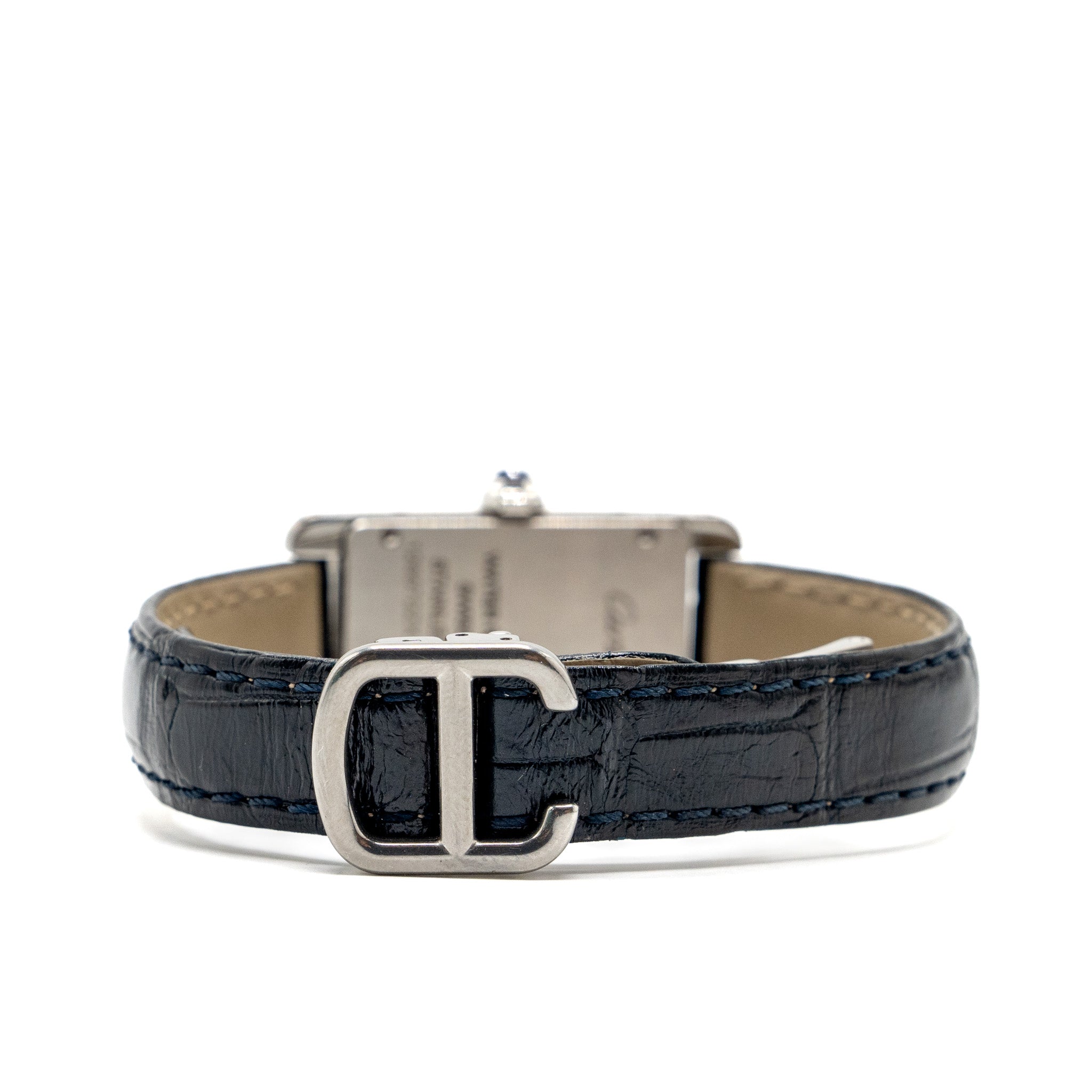 CARTIER TANK AMERICAINE WATCH STEEL CASE WITH ALLIGATOR STRAP MODEL:WSTA0016