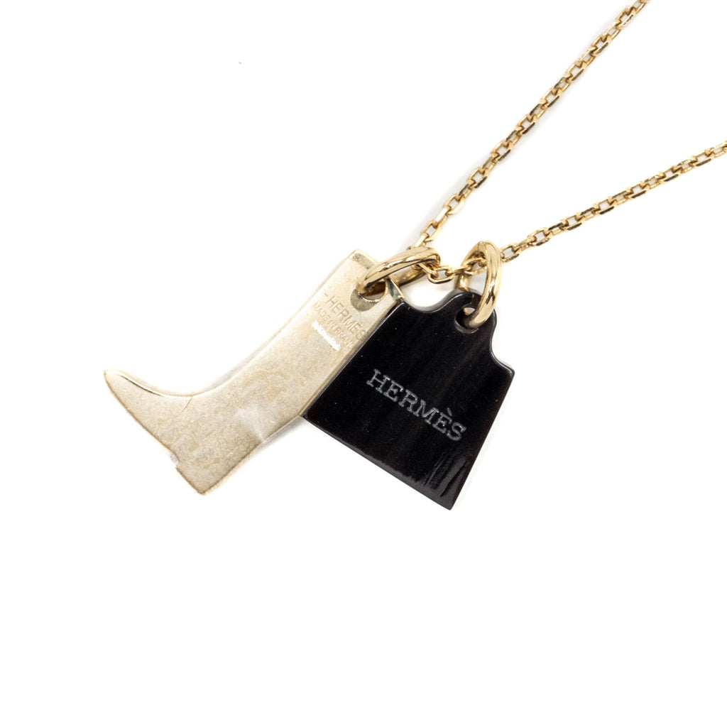 HERMES AMULETTE MAROQUINIER PM CORNE BUFFLE & LAI GOLD TONE