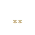 CHANEL CC LOGO PEARL/CRYSTAL EARRING LIGHT GOLD TONE
