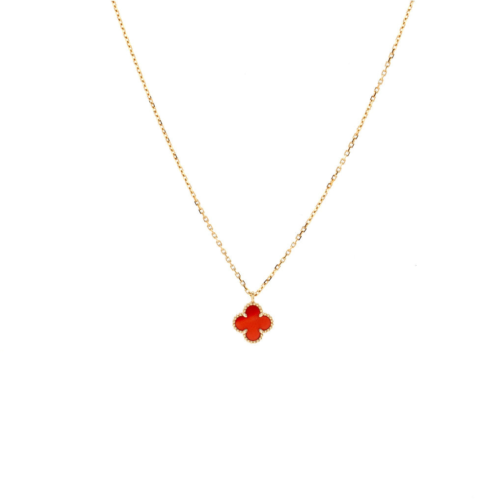 VAN CLEEF AND ARPELS SWEET ALHAMBRA PENDANT PENDANT ROSE GOLD CARNELIAN