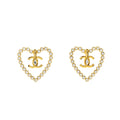 CHANEL GIANT HEART AND CC LOGO EARRINGS WITH CRYSTAL GOLD TONE