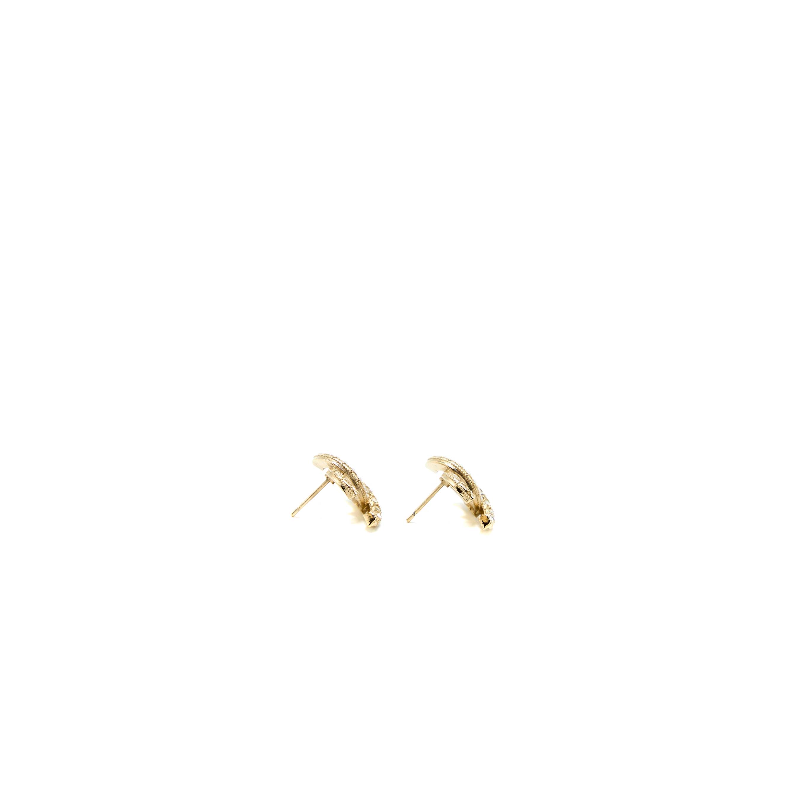 CHANEL CC LOGO PEARL/CRYSTAL EARRING LIGHT GOLD TONE
