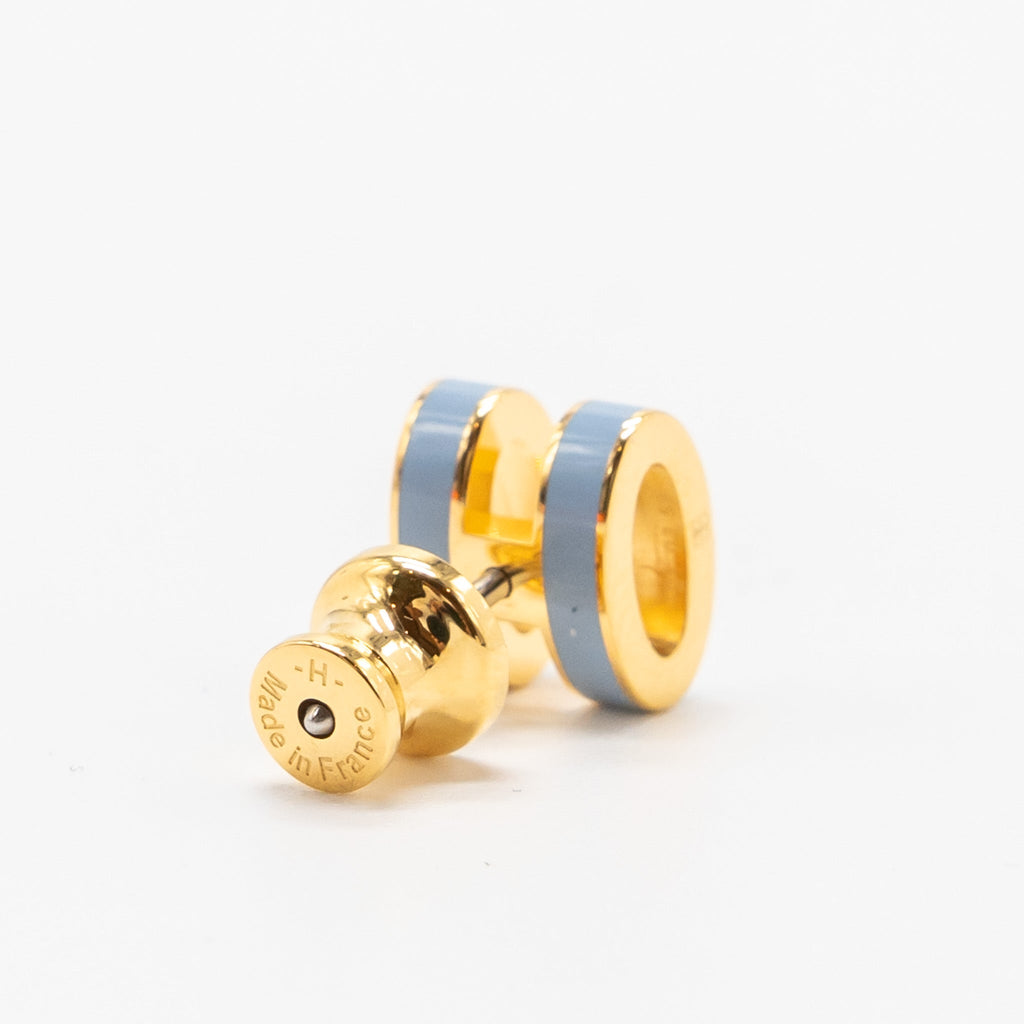HERMES MINI POP H EARRINGS BLUE LIN GHW