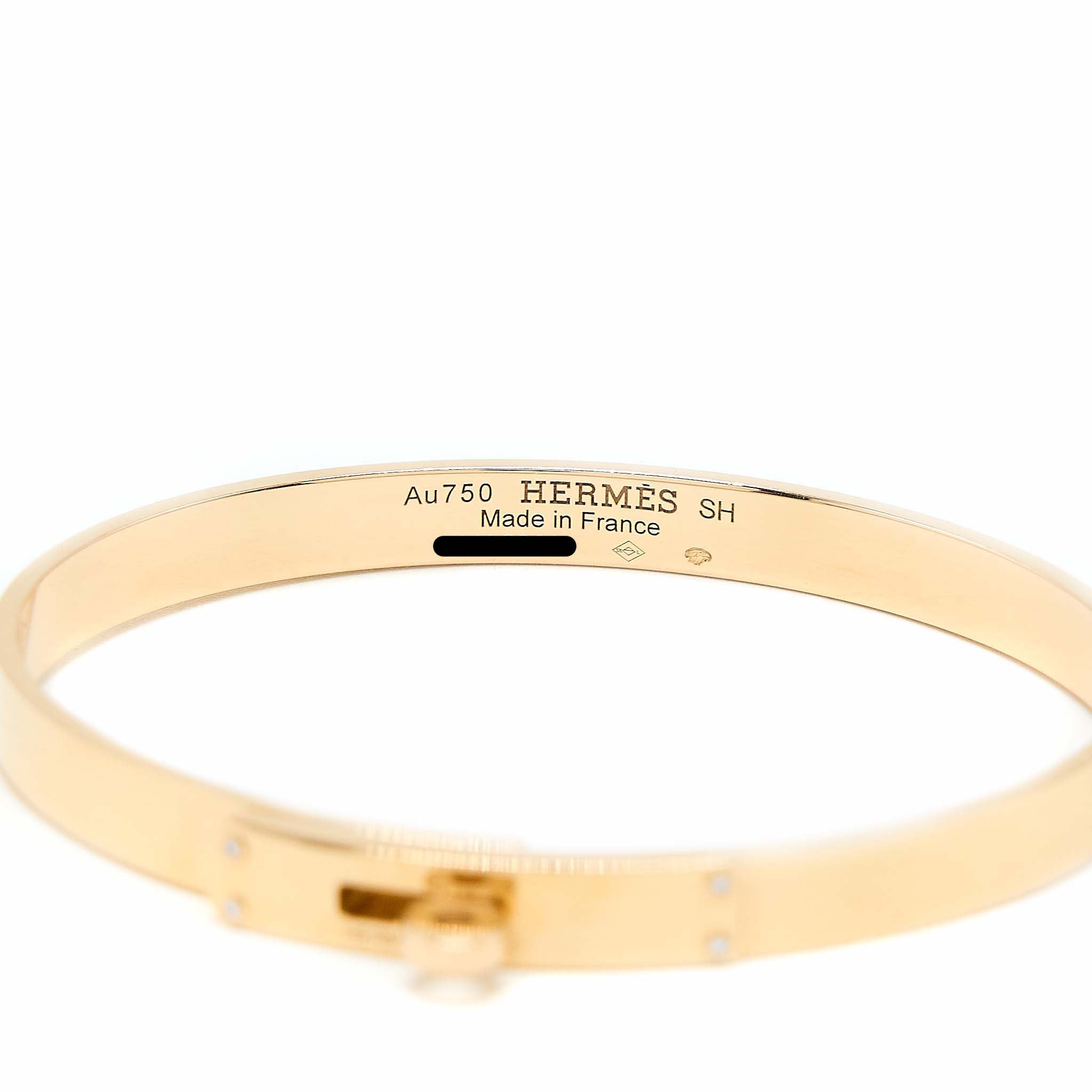 HERMES KELLY BRACELET ROSE GOLD 4 DIAMONDS