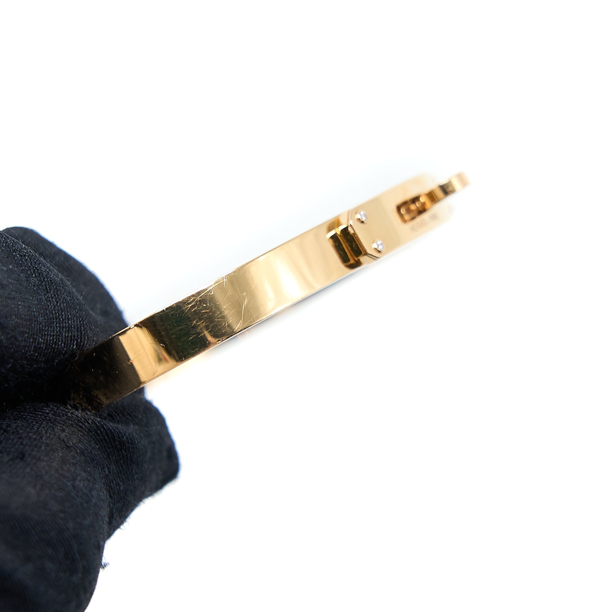 HERMES KELLY BRACELET ROSE GOLD 4 DIAMONDS