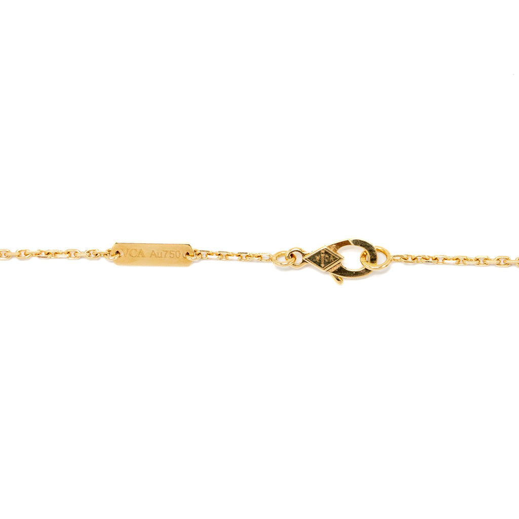 VAN CLEEF & ARPELS 2019 HOLIDAY LIMITED VINTAGE ALHAMBRA PENDANT YELLOW GOLD/BLUE PORCELAIN,DIAMOND