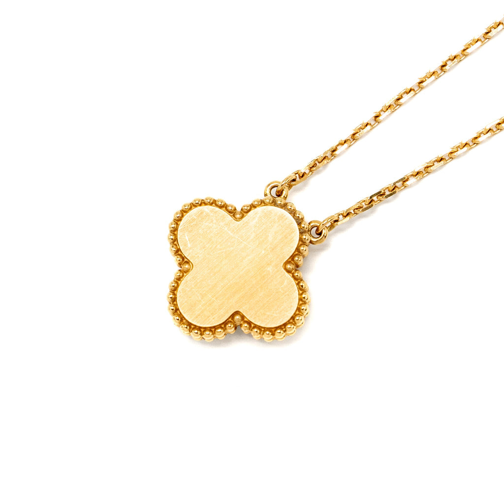VAN CLEEF & ARPELS 2019 HOLIDAY LIMITED VINTAGE ALHAMBRA PENDANT YELLOW GOLD/BLUE PORCELAIN,DIAMOND