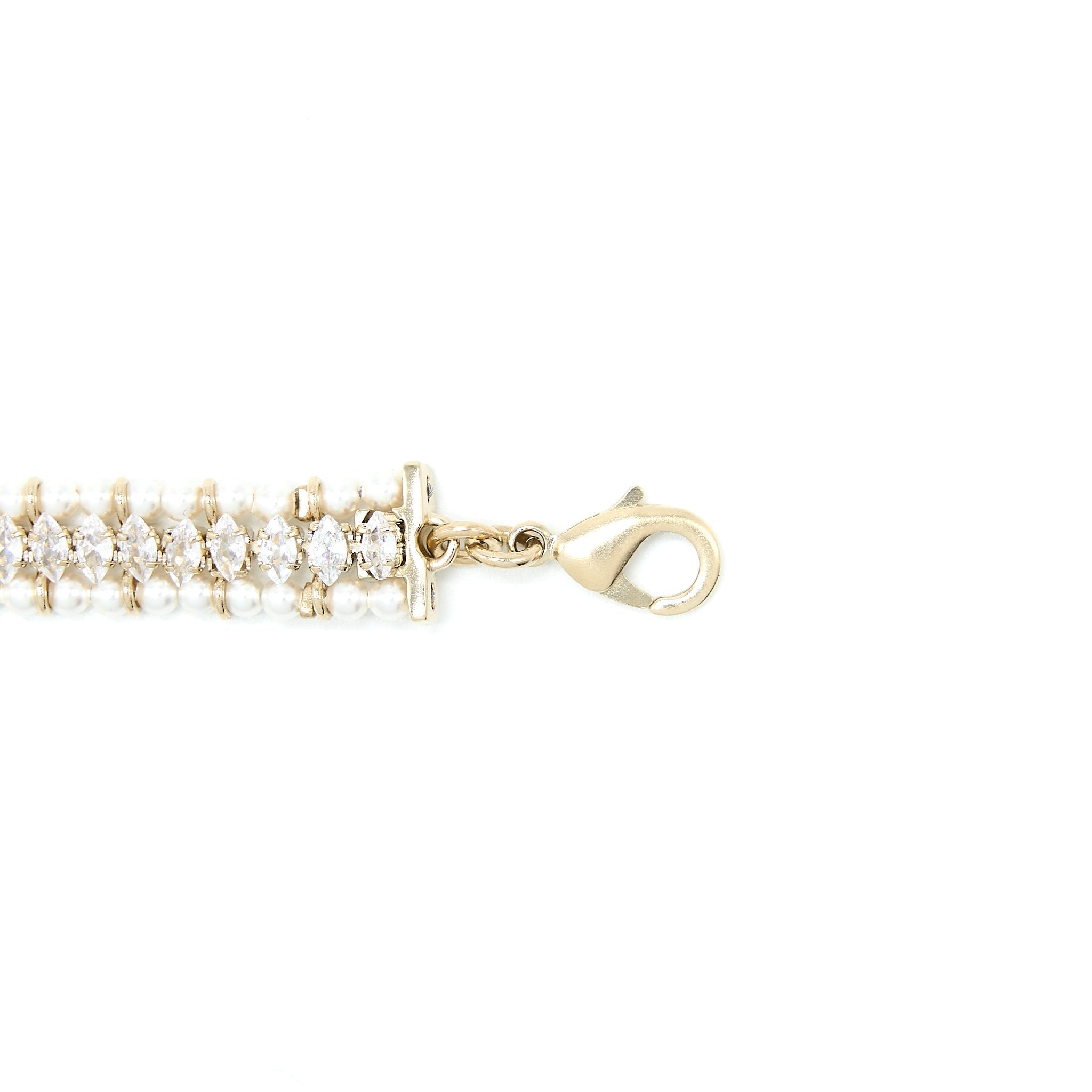CHANEL CC LOGO CHOCKER CRYSTAL/PEARL LGHW