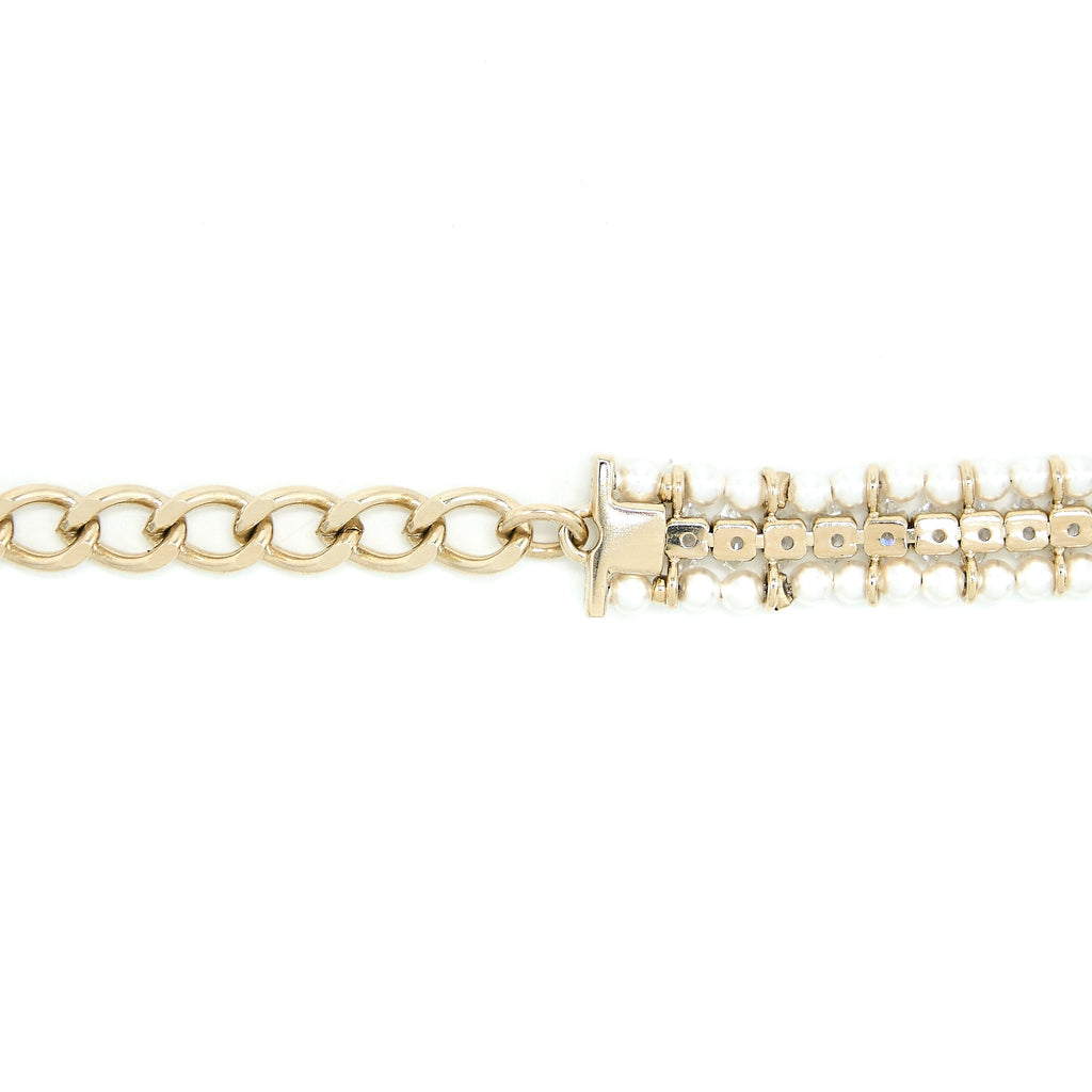 CHANEL CC LOGO CHOCKER CRYSTAL/PEARL LGHW