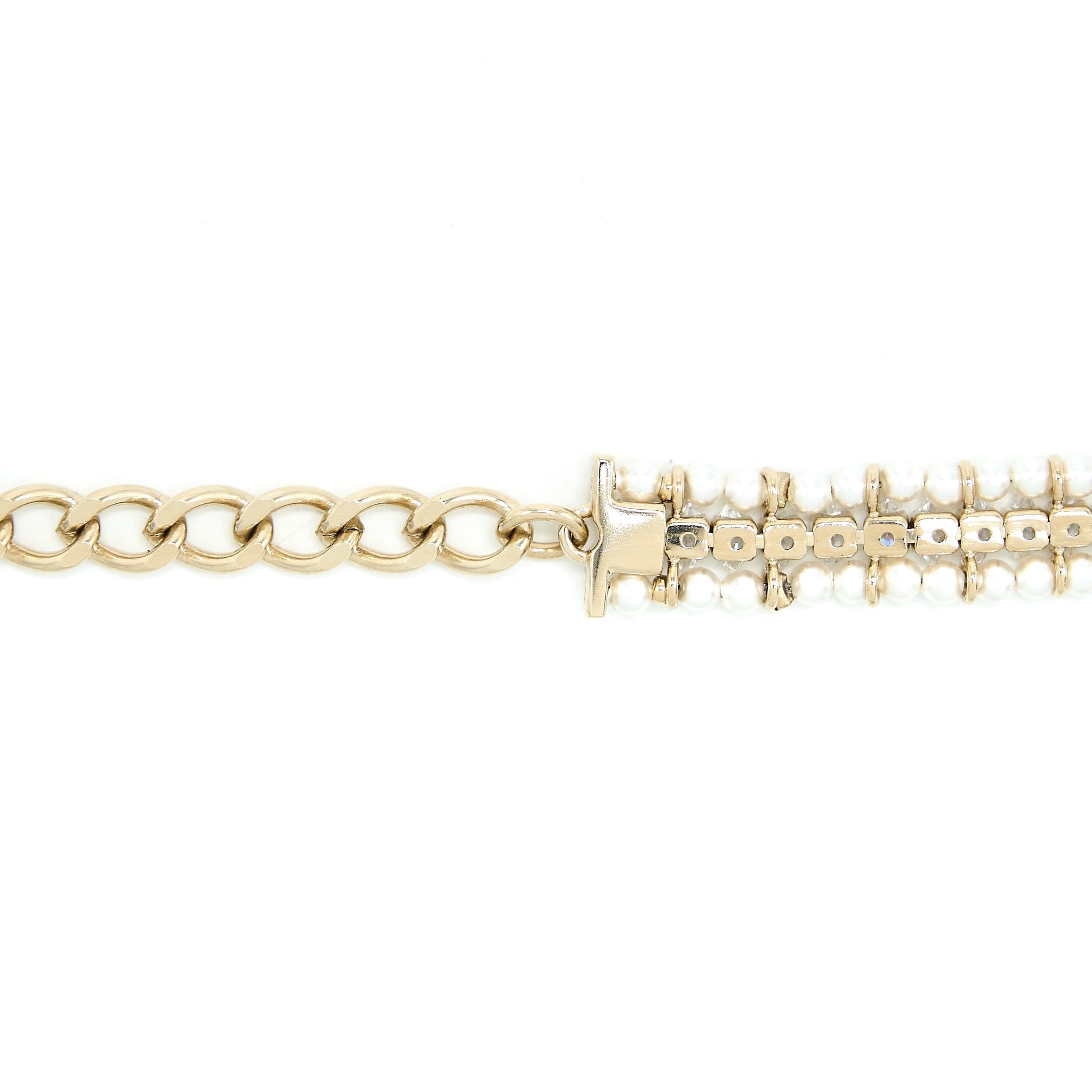 CHANEL CC LOGO CHOCKER CRYSTAL/PEARL LGHW