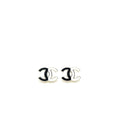 CHANEL 23C CC LOGO EARRINGS BLACK/WHITE LIGHT GOLD TONE