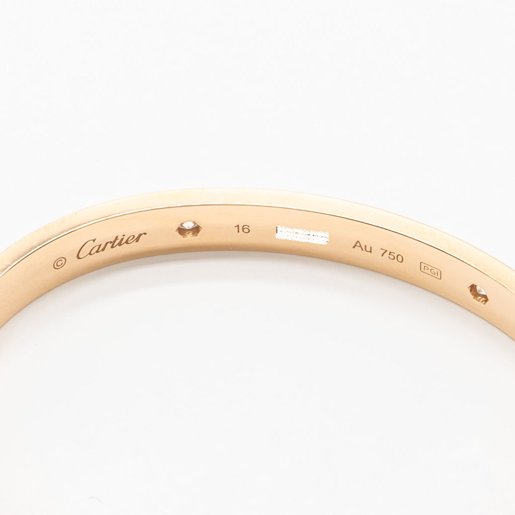 CARTIER LOVE BRACELET ROSE GOLD 4 DIAMONDS