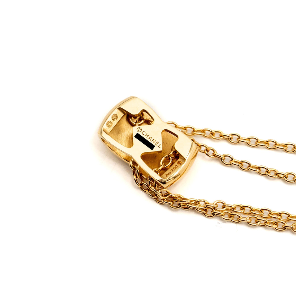 CHANEL COCO CRUSH NECKLACE QUILTED MOTIF YELLOW GOLD