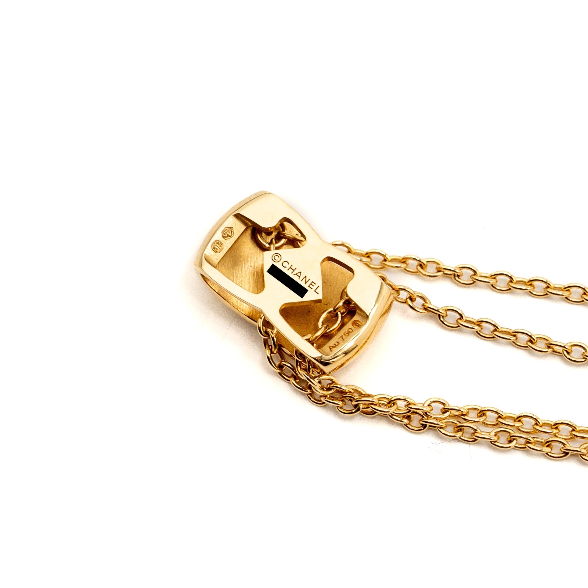 CHANEL COCO CRUSH NECKLACE QUILTED MOTIF YELLOW GOLD