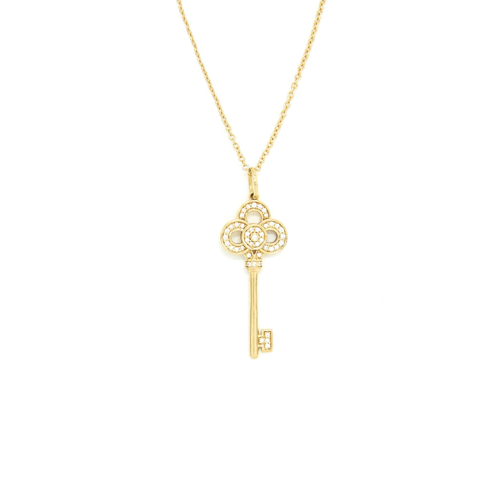 TIFFANY MINI CROWN KEY PENDANT WITH CHAIN 18K GOLD