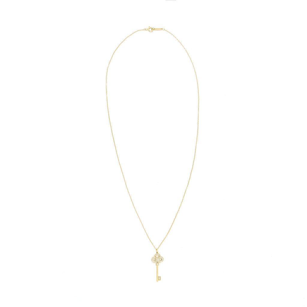 TIFFANY MINI CROWN KEY PENDANT WITH CHAIN 18K GOLD