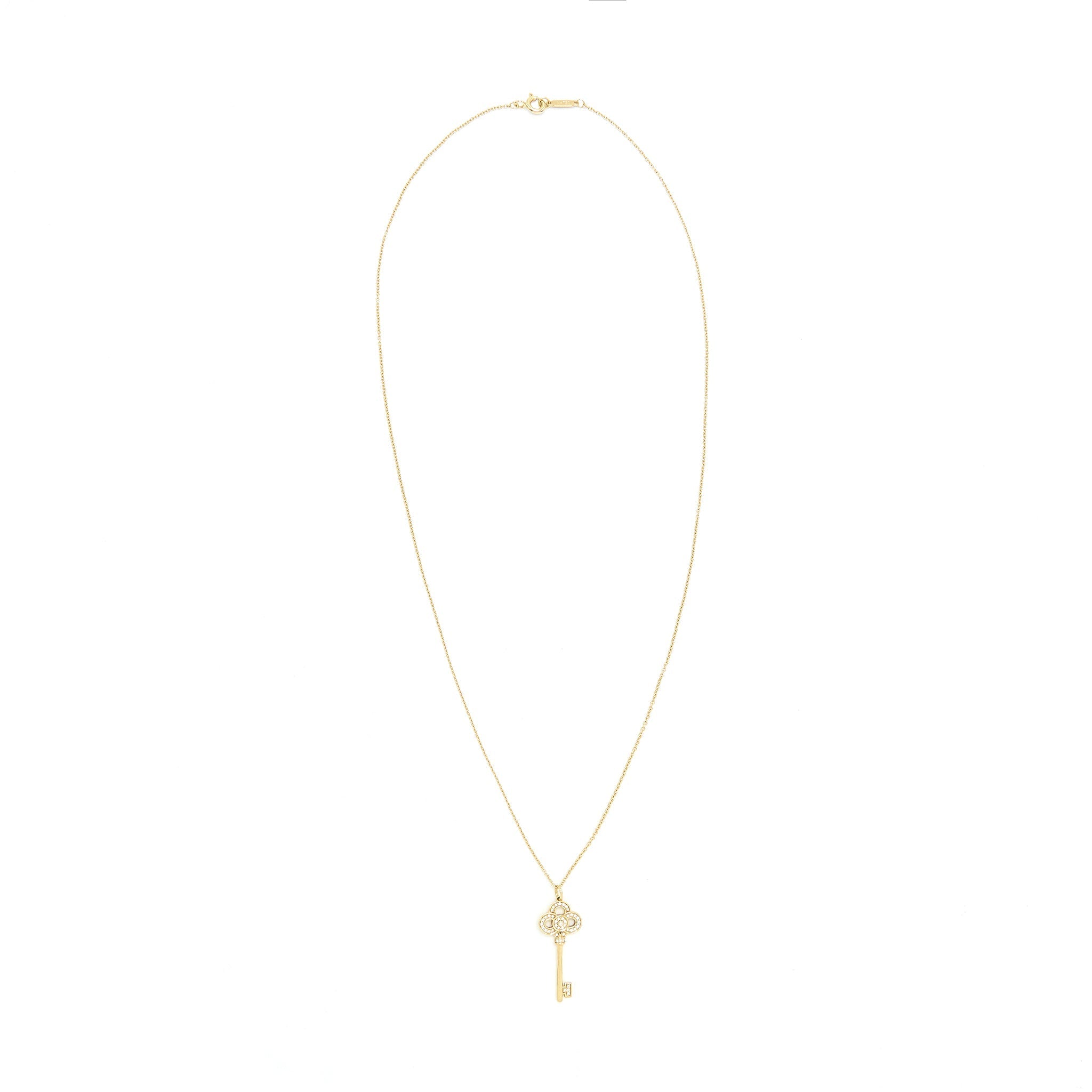 TIFFANY MINI CROWN KEY PENDANT WITH CHAIN 18K GOLD
