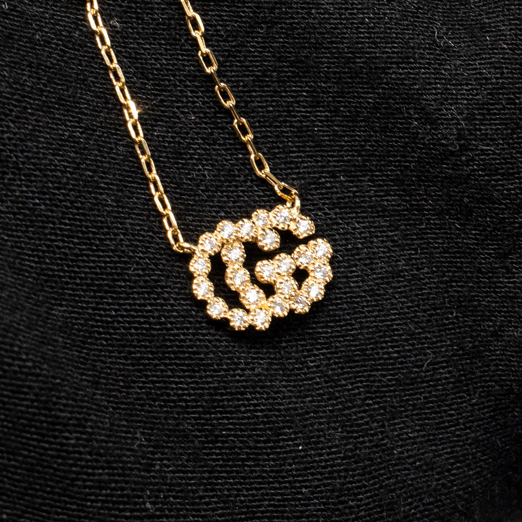 GUCCI DOUBLE G NECKLACE YELLOW GOLD, DIAMONDS
