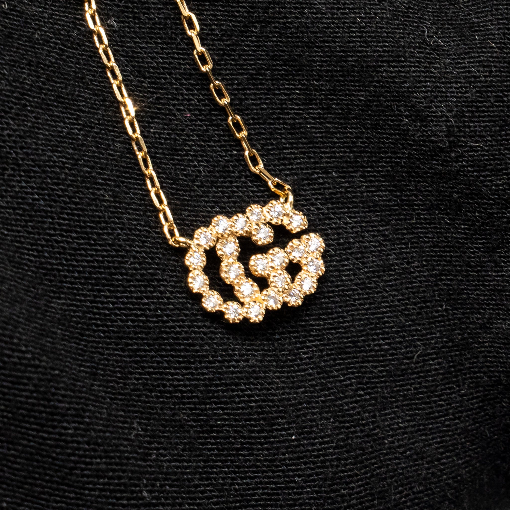 GUCCI DOUBLE G NECKLACE YELLOW GOLD, DIAMONDS
