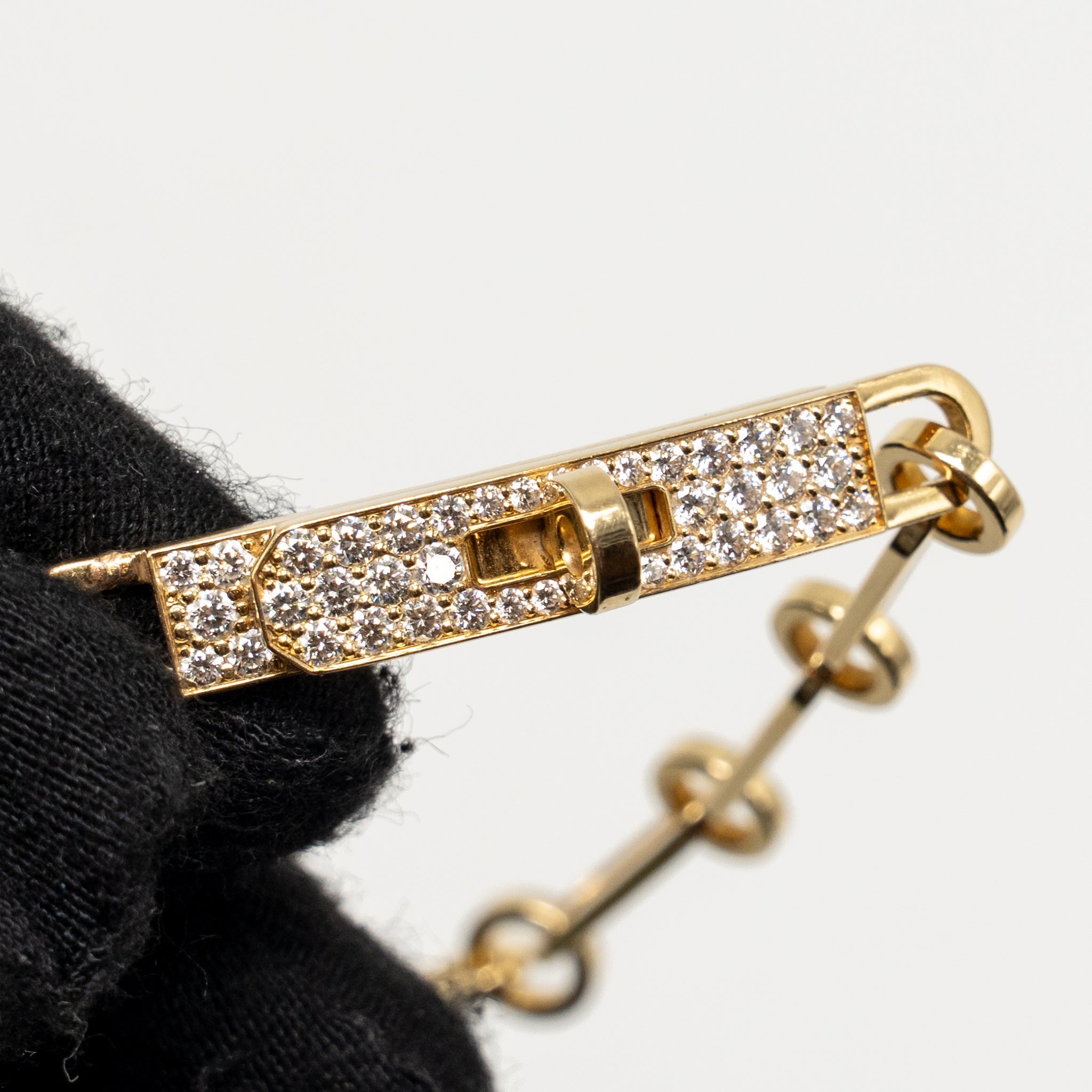 HERMES KELLY CHAINE BRACELET YELLOW GOLD WITH DIAMONDS