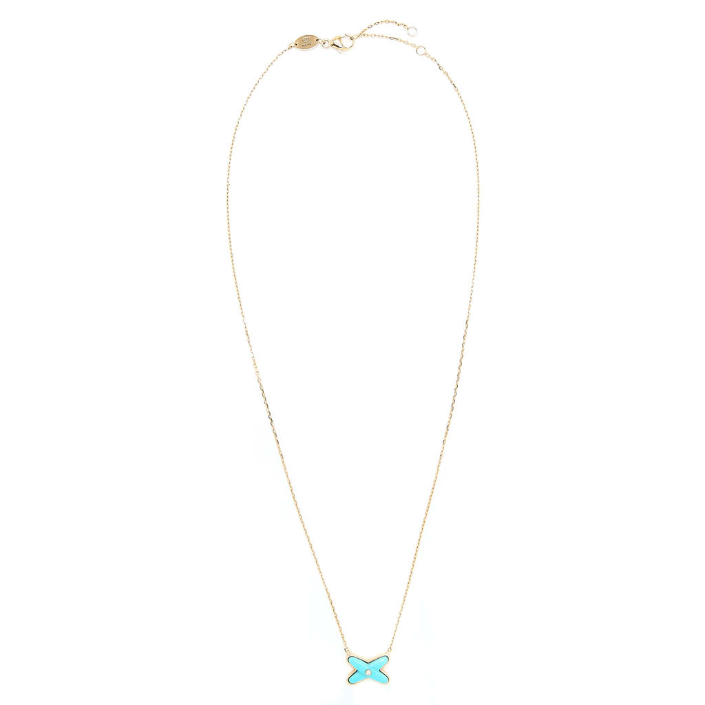 CHAUMET JEUX DE LIENS NECKLACE TURQUOISE/ROSE GOLD WITH ONE DIAMOND