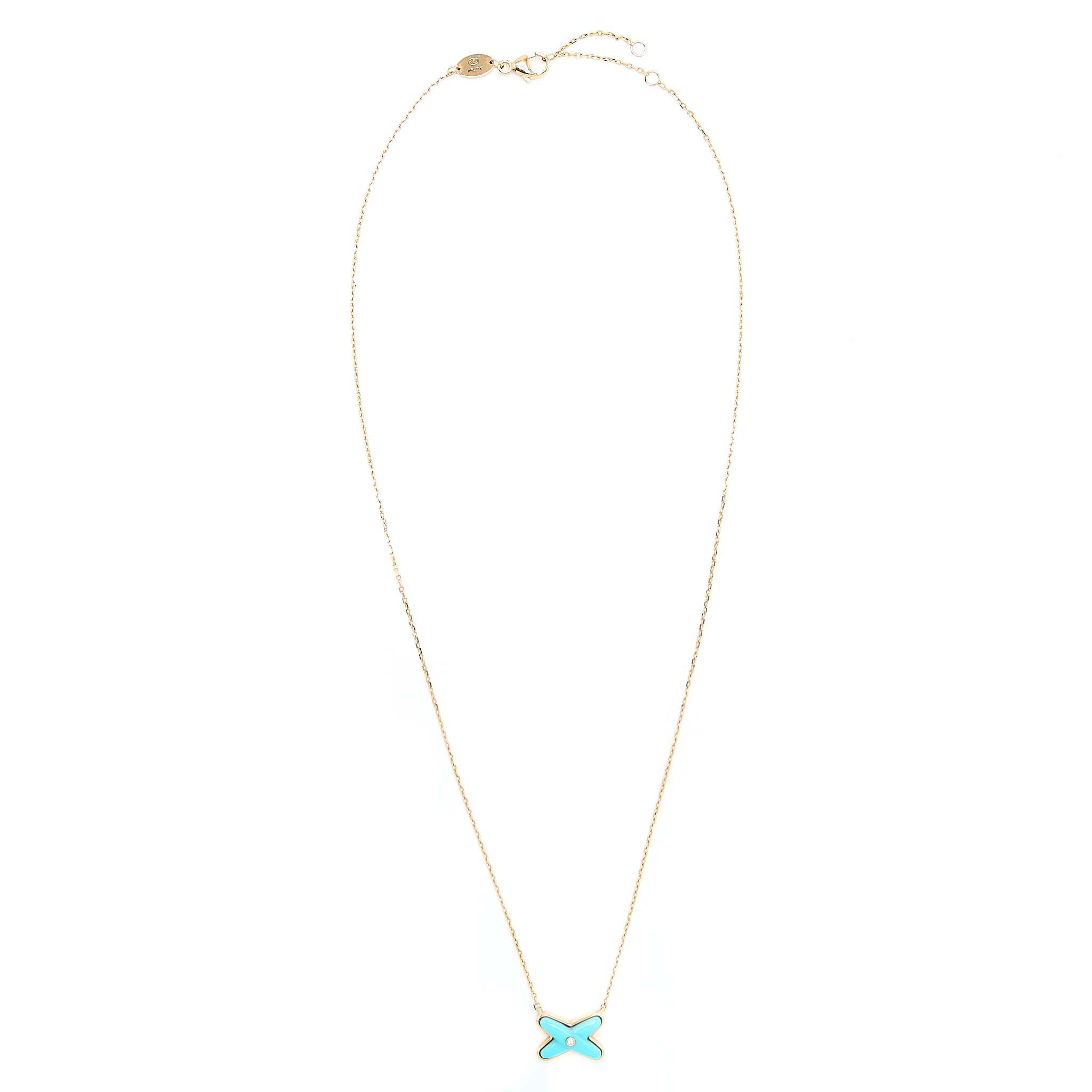 CHAUMET JEUX DE LIENS NECKLACE TURQUOISE/ROSE GOLD WITH ONE DIAMOND